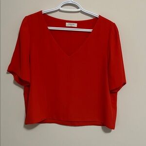 Babaton Bold Orange V-Neck Blouse